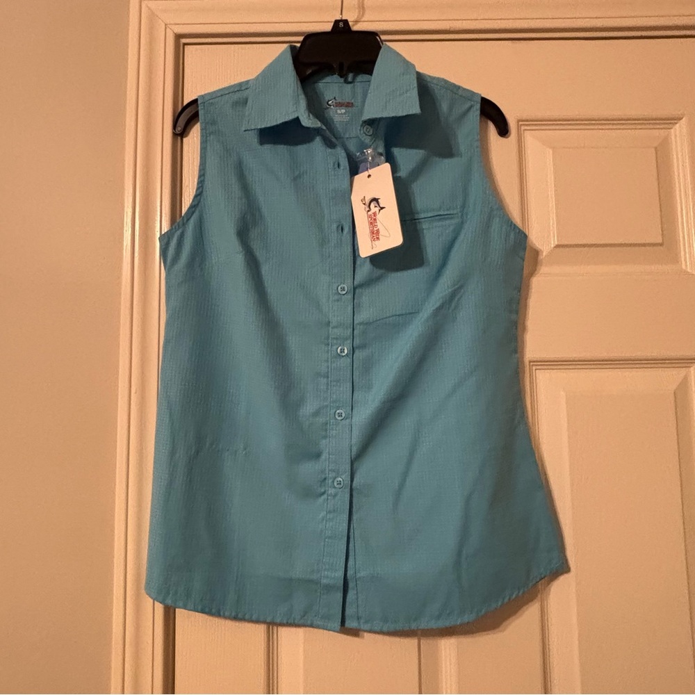 World Wide Sportsman Aqua Fishing Shirt Women’s Petite Small